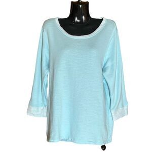 Fresh Produce Blue Terry Cotton Round Neck Sweatshirt Sz M